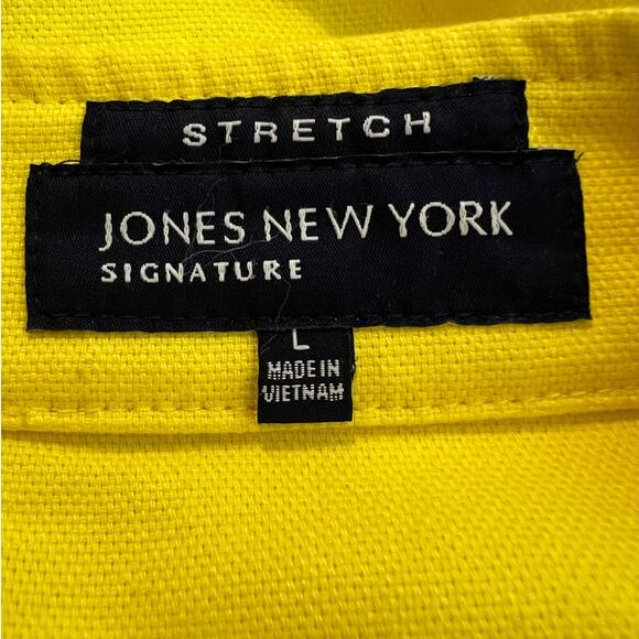 Jones New York Women's denim Jacket in Yellow Zipper and Snap Close Size L - Picture 5 of 7